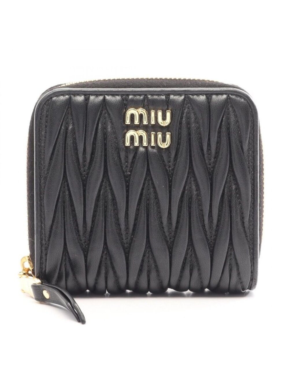 Miu Miu Bifold Wallet Matelasse Black Leather